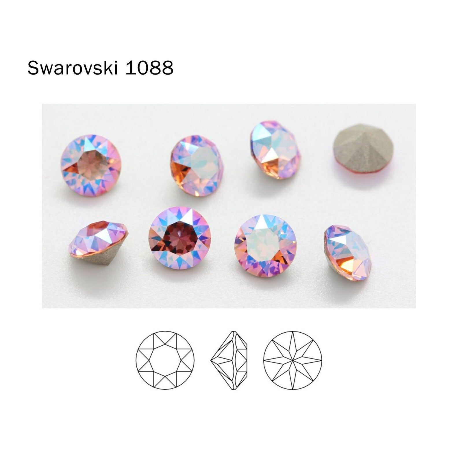 [Swarovski] 1088 Point Back Crystal Light Rose(223 Shimmer) (variated sizes)