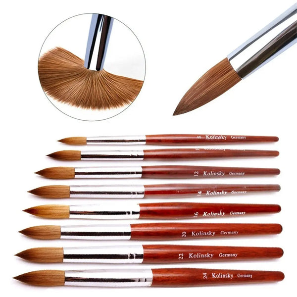 Kolinsky Sable Acrylic Nail Art Brush Red Wood Pen Nail Brush