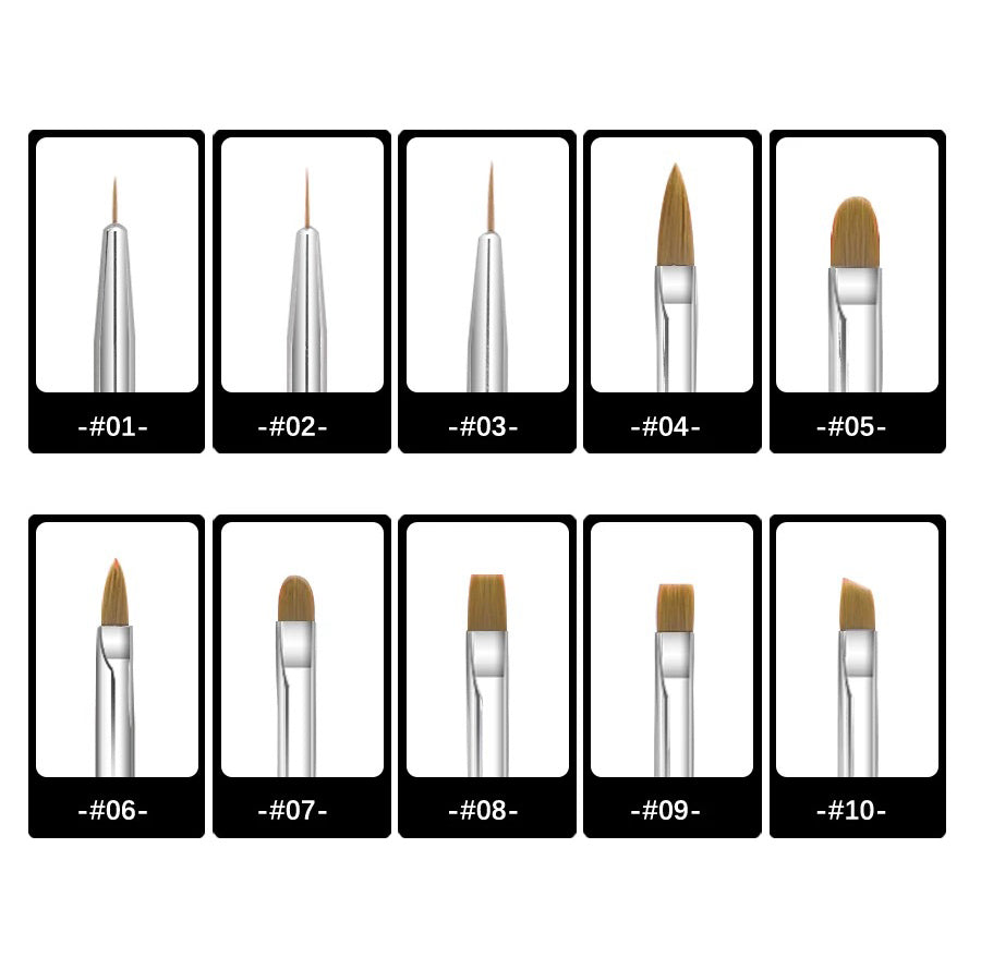 Nail Art Gel Brush Set (10pcs)