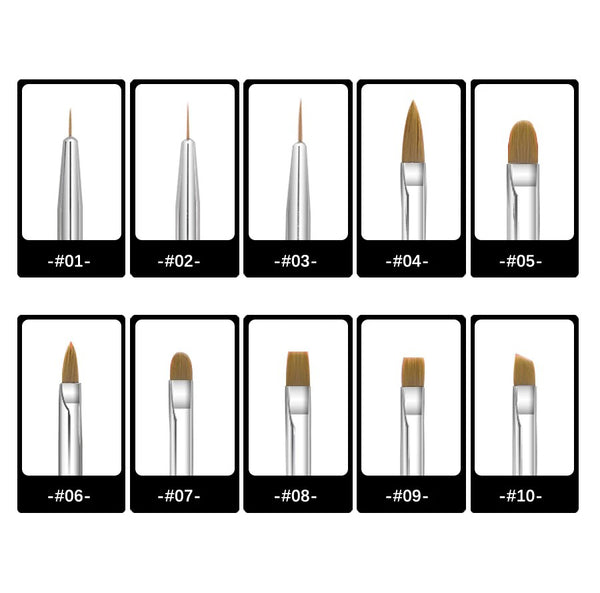 Nail Art Gel Brush Set (10pcs)
