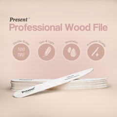 Durable Extra Thin Double Sided Wooden Nail File - Present
