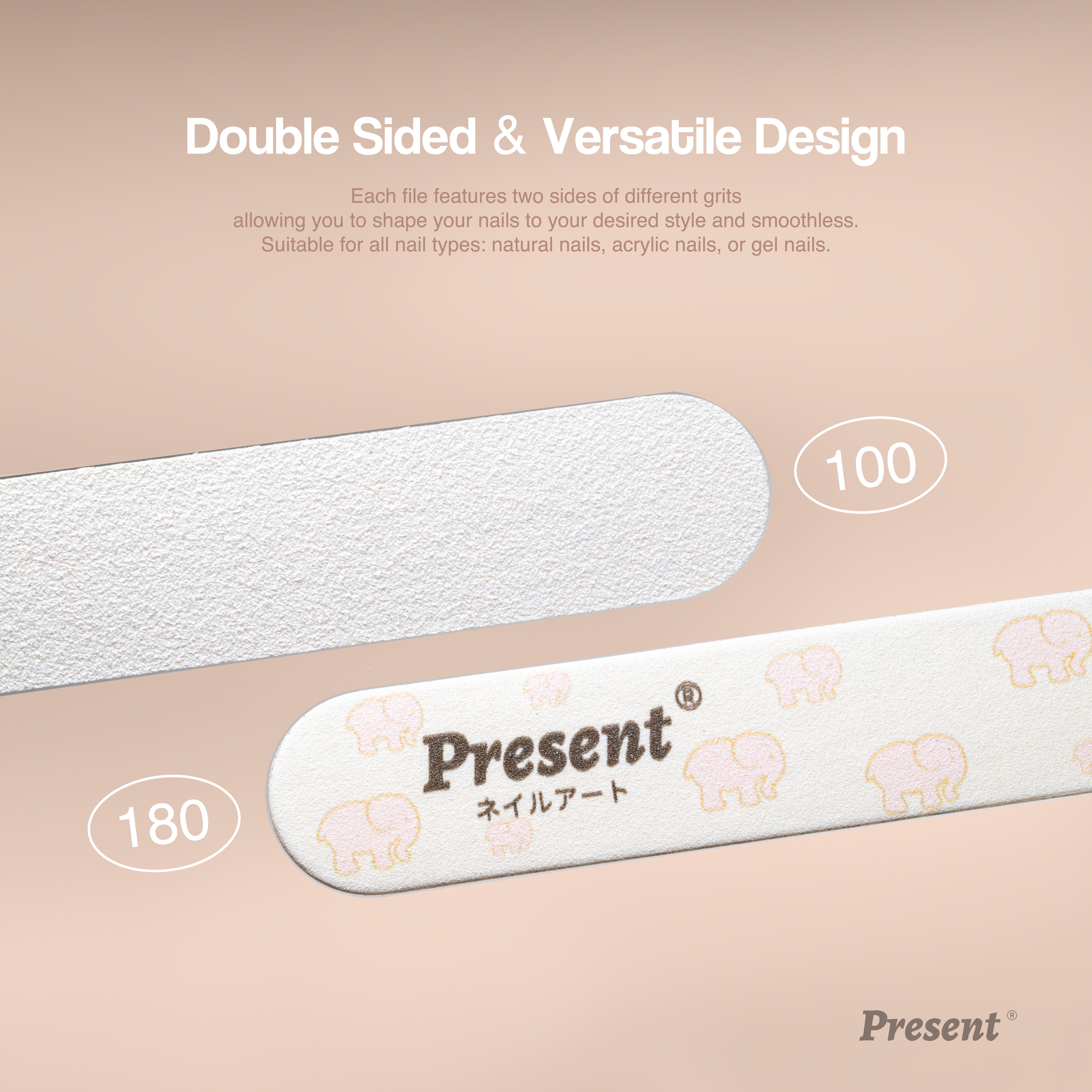 Durable Extra Thin Double Sided Wooden Nail File - Present